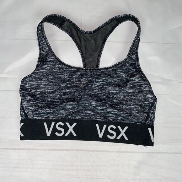 Victoria Secret VSX Gray Black Racerback Sports Bra Size S - Picture 4 of 9